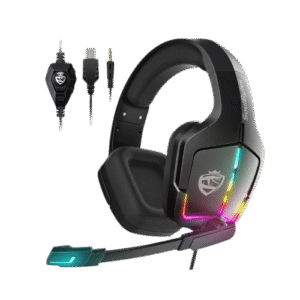 SOULBYTES S12 PS4 PS5 PC XBOX ONE SWITCH WITH MICROPHONE DYNAMIC RGB LED EFFECT 3.5MM WIRED STEREO BASS OVER EAR MIC GAMING HEADPHONES